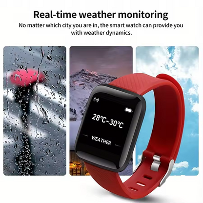 Unisex Smartwatch â€“ Fitness Tracker, Message Alerts, and Health Monitor Perfect Birthday Gift Red