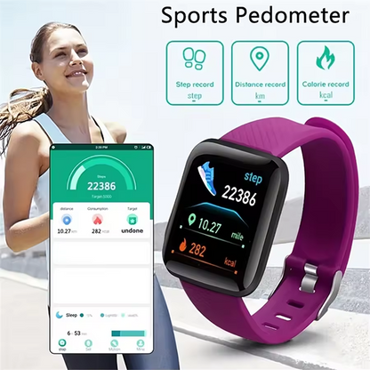 Unisex Smartwatch â€“ Fitness Tracker, Message Alerts, and Health Monitor Perfect Birthday Gift Purple