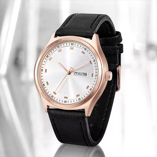 Elegant Minimalist Quartz Watch â€“ Unisex Business Casual Timepiece with Calendar White