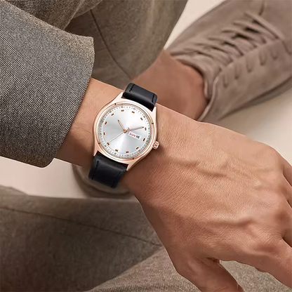 Elegant Minimalist Quartz Watch â€“ Unisex Business Casual Timepiece with Calendar White