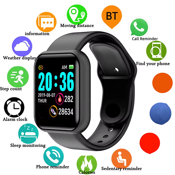 Unisex Smartwatch â€“ Fitness Tracker, Message Alerts, and Health Monitor Perfect Birthday Gift Blue