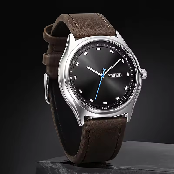 Elegant Minimalist Quartz Watch â€“ Unisex Business Casual Timepiece with Calendar Brown