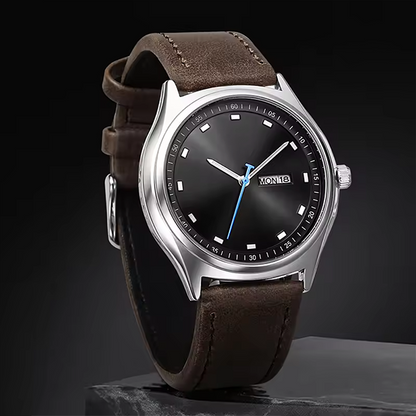 Elegant Minimalist Quartz Watch â€“ Unisex Business Casual Timepiece with Calendar Brown