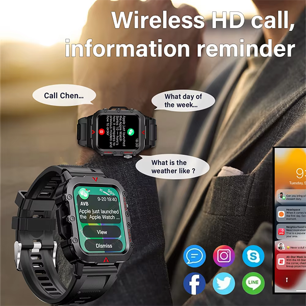 Men's Sports Smartwatch â€“ 1.71 inch Screen, Blood Oxygen Monitor, Bluetooth Calling, Multi-Sport Mode, LED Flashlight, Outdoor Ready Black