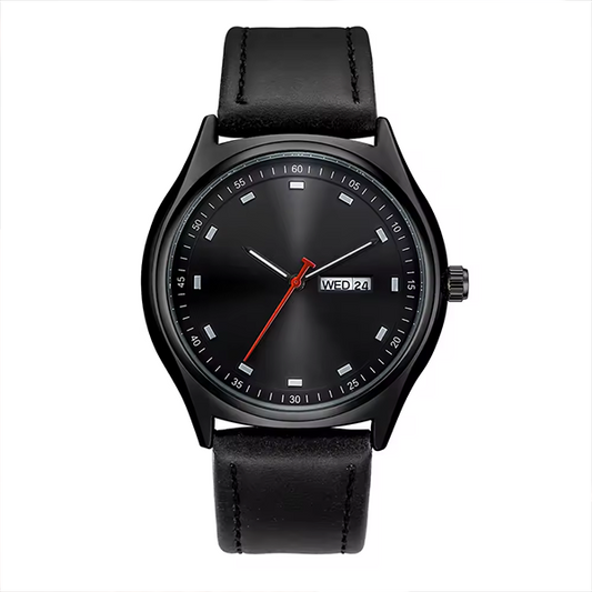 Elegant Minimalist Quartz Watch â€“ Unisex Business Casual Timepiece with Calendar Black