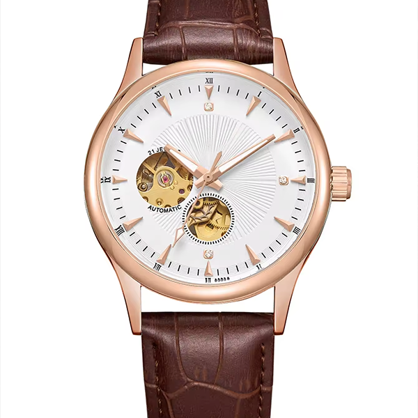 Elegant Men's Automatic Skeleton Watch â€“ Roman Numerals, Waterproof Mechanical Timepiece, Perfect Gift Rose white
