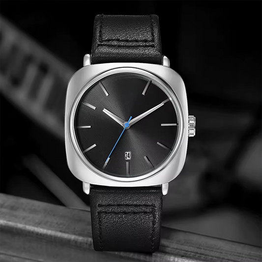 Men's Elegant Square Quartz Watch â€“ Minimalist Business Design, High-Quality Fashion Timepiece Black