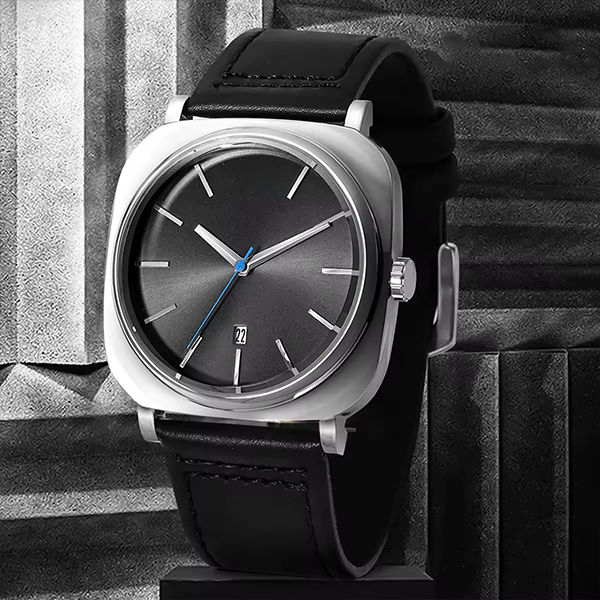 Men's Elegant Square Quartz Watch â€“ Minimalist Business Design, High-Quality Fashion Timepiece Black